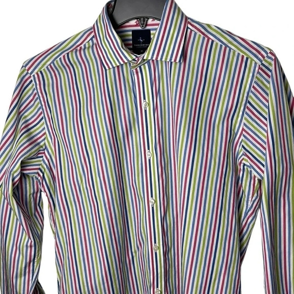 - Tailorbyrd striped cotton shirt ,sz Med.Multi color,colorful,multimedia,2 tone - Picture 7 of 14
